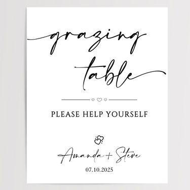 Grazing Table Printed Wedding Signs